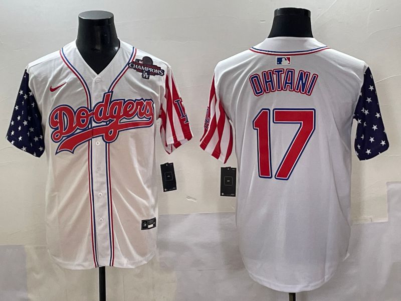 Men 2025 Los Angeles Dodgers #17 Ohtani White a generation of national flags Joint Name Nike MLB Jersey style 5